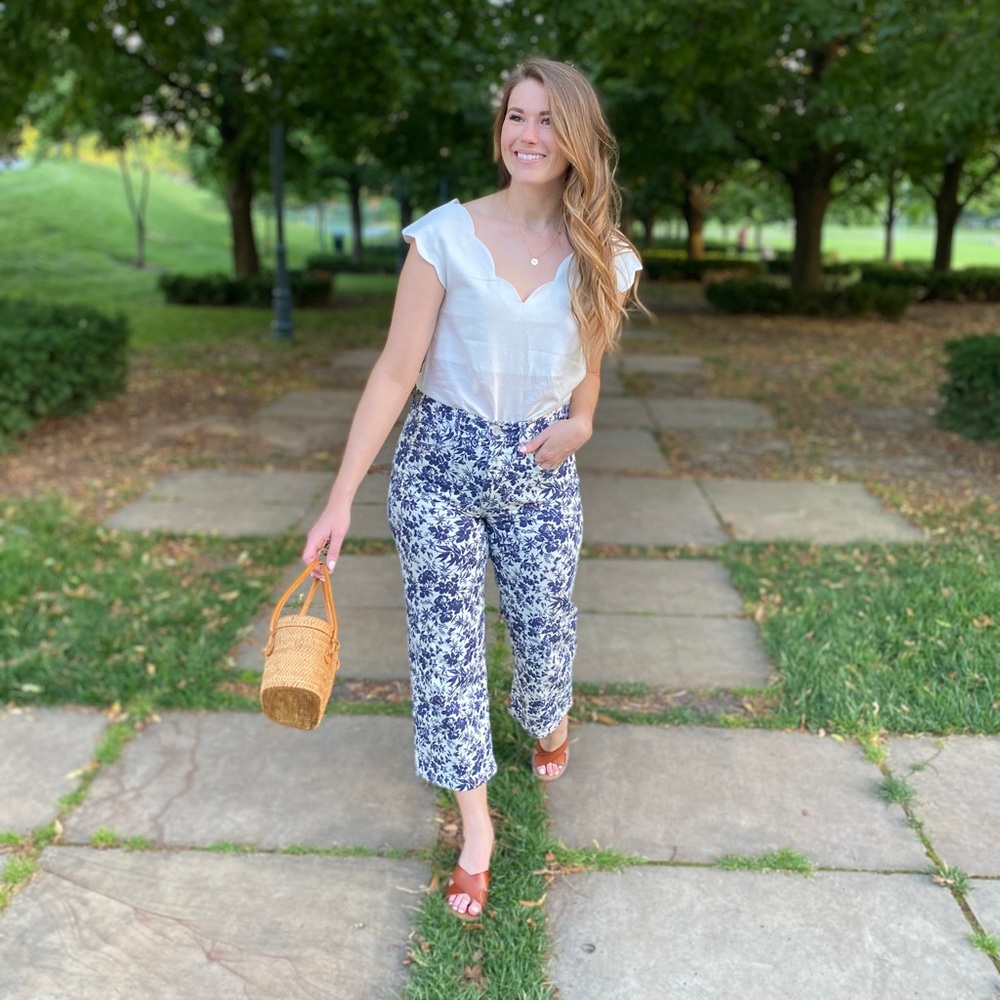 J crew blue and white denim